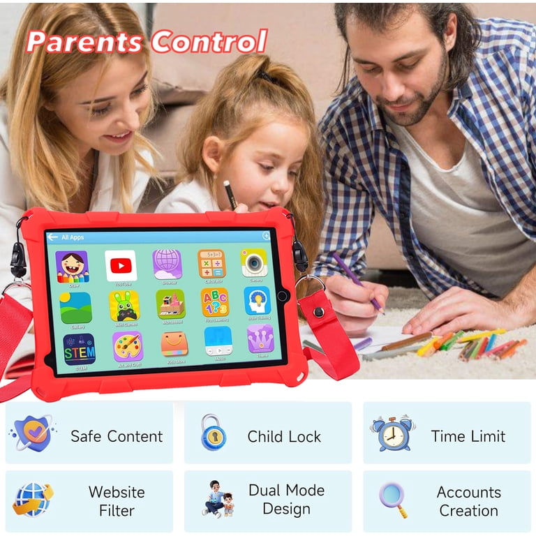 Tablette 10 Pouces Android, 64 Go ROM / 128 Go, 1280 x 800 IPS, 6000 mAh, Contrôle Parental, WiFi, Rose - Informatique