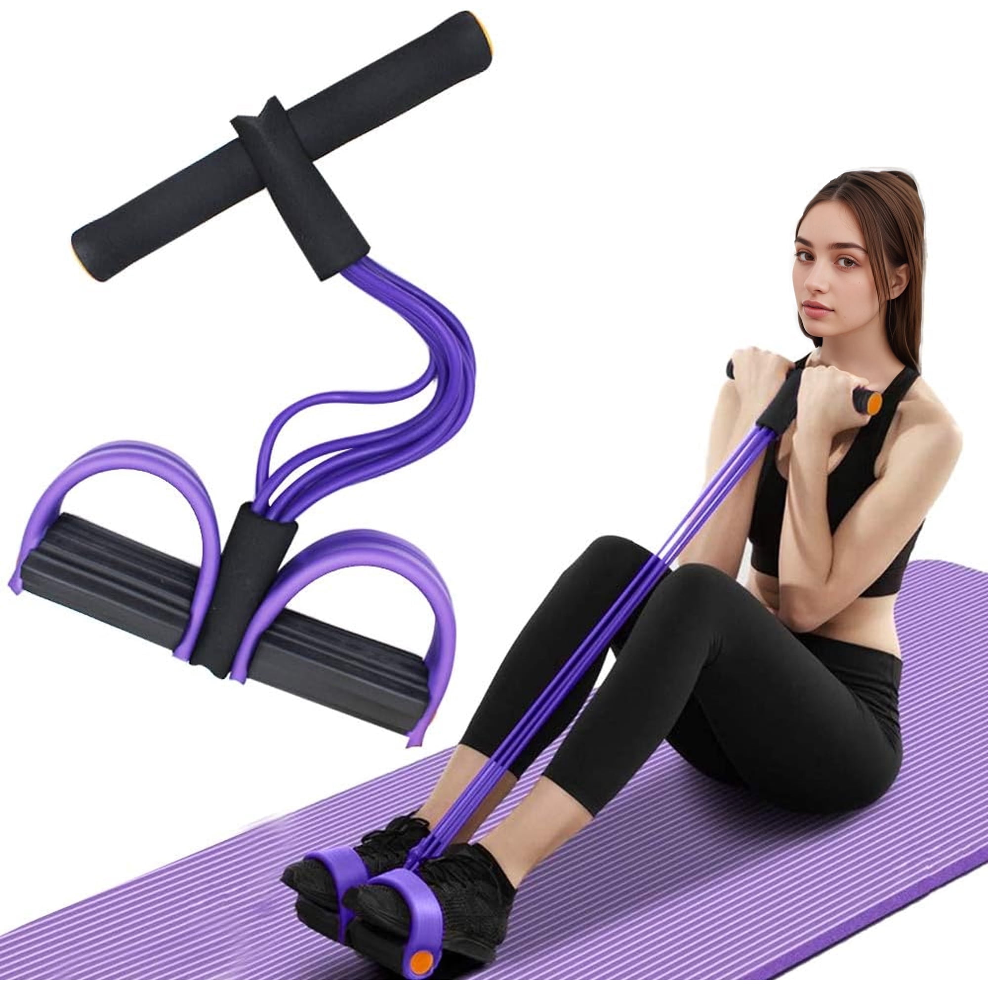 NGARDK Foot Pedal Resistance Band - 6 Tube Pedal Ankle Puller, Stirrup Puller for Exercise (Purple)