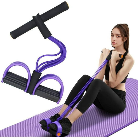 NGARDK Foot Pedal Resistance Band - 6 Tube Pedal Ankle Puller, Stirrup Puller for Exercise (Purple)