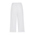 thumbnail image 7 of Karight Women's Linen Wide Leg Capri Pants Beach High Waisted Drawstring Casual Loose Capris Pants with Pockets, 7 of 7