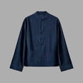 thumbnail image 4 of Miqool Women's Mandarin Collar Shirt Jacket Vintage Long Sleeve Button Knot Closure Lightweight Coat with Pockets, 4 of 8