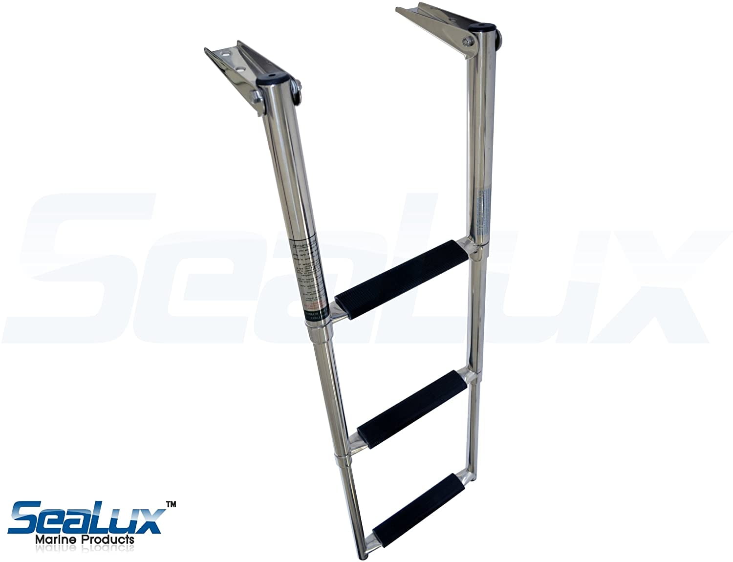 SeaLux Marine Deluxe Extra Drop Down 3-Step Slide Under Platform Mount Boarding Ladder with Retaining Strap OEM quality