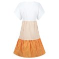 thumbnail image 3 of ICQOVD Womens Loose Stripe Dot Patchwork V-Neck Short Sleeve Dresses, 3 of 6