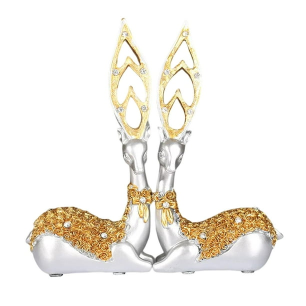 Estatua moderna de 2 piezas, colección de arte ornamental creativa, artesanía, figura de animal Oro Argenta Pequeño