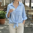 thumbnail image 2 of UDAUDU Womens Linen Cover Up 2026 Beach Button Down Shirt Swimsuit Coverup Bathing Suit Cover Ups for Swimwear Vacation Sky Blue M, 2 of 5