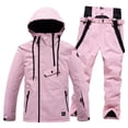 thumbnail image 3 of Men's Solid Color Ski Suit Windproof Warm and Breathable Winter Skiing Mens Snow Pants Windbreak Waterproof Snowwear Snow Jacket Ski Trousers, 3 of 5