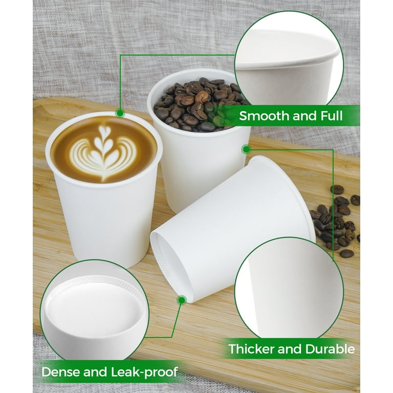 coffee cups 8oz 200 pack, white disposable paper cups for hot and cold  drinks, great for parties, events, and office use