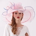 thumbnail image 2 of Hat for Women , Wide Brim Hat , Packable Straw Hat for Women European Fashion Sun Hat with Mesh Lace Flower Design Outdoor Foldable Wide Brim Summer Hat for Women, 2 of 3