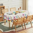 thumbnail image 2 of Birthday Tablecloth Oval, Happy Birthday Ballon White Washable Seasonal Table Cover for Party Picnic Dinner Decor, 2 of 6