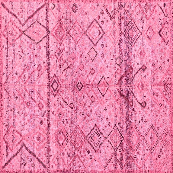 Ahgly Company Indoor Square Oriental Pink Modern Area Rugs, 3' Square