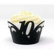 All About Details 10 Cupcake Wrappers,12pcs (Glitter Black)