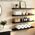 thumbnail image 5 of Black Floating Shelves for Wall 36 inch,Rustic Solid Wood Farmhouse Wooden Floating Wall Shelves with Invisible Brackets for Bedroom,Living Room, Kitchen, Bathroom,Set of 4, 5 of 18