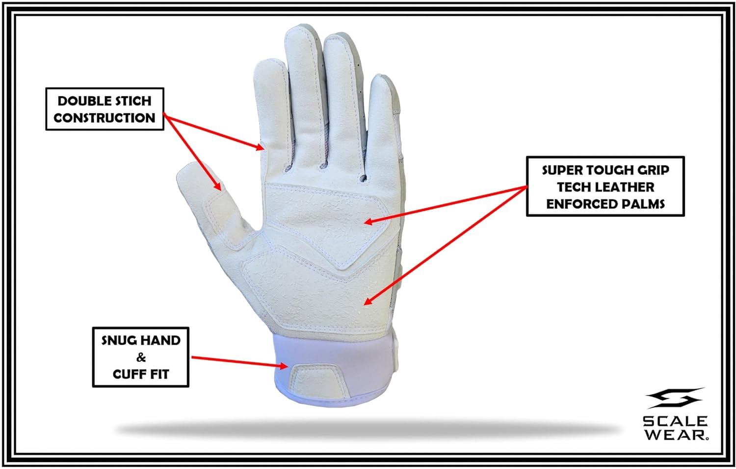 Stealth Football Lineman Gloves White, Battle College Lineman, Be a Villain Not a Joker with Padded Protection, Youth, Kids, Men, Boys, Small to XXL Sizes