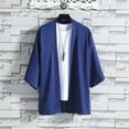 thumbnail image 5 of Futezty Cardigan Men Solid Drop Shoulder Kimono Jacket Open Front Cardigan Cloak Tops, 5 of 5