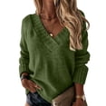 thumbnail image 2 of Fshiont Fall Sweaters Women Long Sweaters for Women Plus Womens Plus Size Sweaters Tunic Sweaters for Women V Neck Women’s Sweater Chunky Sweater Womens Fall Army Green XL, 2 of 4
