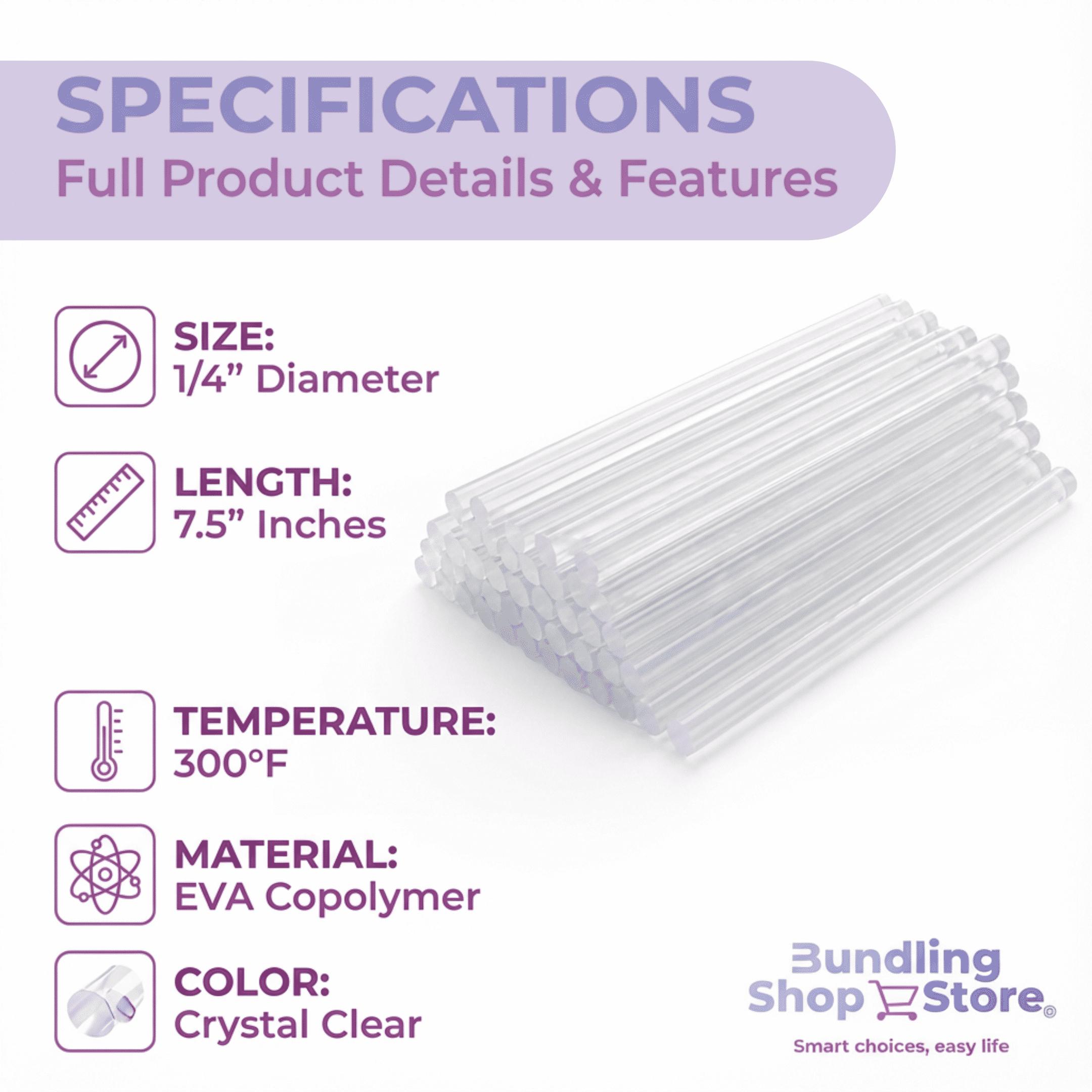 Hot Glue Sticks Full Size- 50 Pack Strong Bond, Smooth Melt Adhesive Rods for DIY Crafts, Repairs, Home Décor & Art Projects