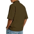 thumbnail image 4 of Domuza Cotton Linen Shirts for Men Casual Short Sleeve Collared Button-Up T Shirts Summer Fashion Vacation Beach Relaxed Fit Holiday Top Coffee M, 4 of 5