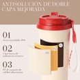 thumbnail image 3 of 500 ml De Vaso Térmico Café Acero Inoxidable Con Popote Bordo Belug, Beige, 3 of 5