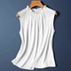thumbnail image 4 of Camisetas sin mangas de satén para mujer con ribete de encaje - Blusas sin mangas, poliéster-spandex, versátiles para estilos de primavera-verano, 4 of 6