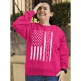 thumbnail image 3 of Breast Cancer Support Pink Ribbon Fight US Flag Crewneck Sweatshirt, 2XL, Pink, 3 of 5