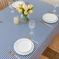 thumbnail image 5 of Vinyl Tablecloth with Flannel Backed Waterproof Oil-Proof PVC Table Cloth Stain-Resistant Wipeable Easy Care Table Cover for Indoor and Outdoor (Blue Stripe, 60 x 84 Inch Rectangle), 5 of 6
