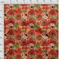 thumbnail image 3 of oneOone Cotton Poplin Twill Orange Fabric Rose Floral Quilting Supplies Print Sewing Fabric By The Yard 56 Inch Wide, 3 of 4