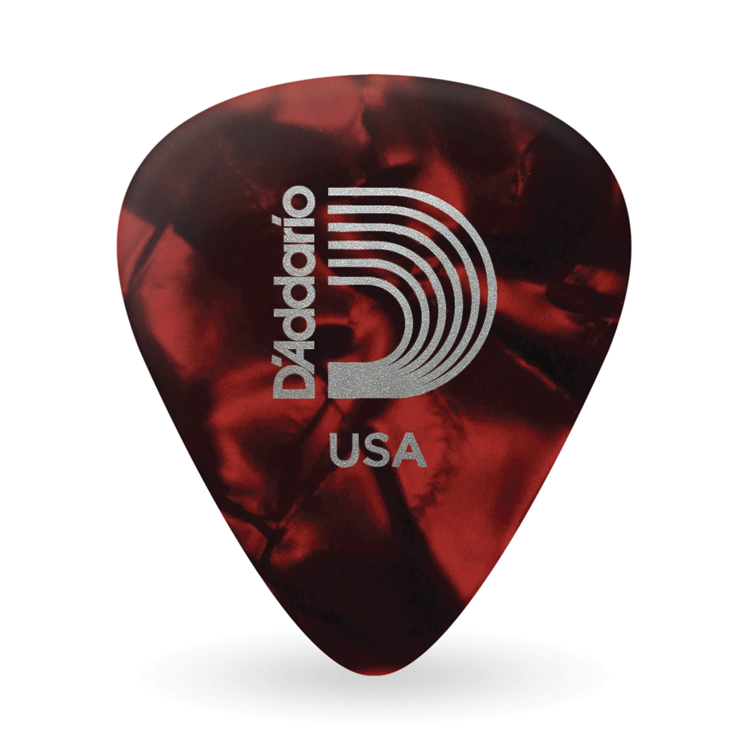 D'Addario Black Pearl Celluloid Guitar Picks, 100 pack, Heavy
