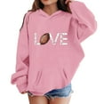 thumbnail image 2 of FYEGRE Durable Sweatshirt for Girls Girls Graphic Hooded Pullover Soft Long Sleeve Sweatshirt Cute Casual Kids Top Clothes for Everyday Wear Pink 9-10 Years, 2 of 4