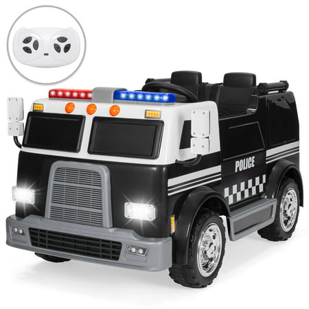 Best Choice Products 12V Kids Police Ride On Truck Toy Emergency Vehicle w/ 2.4MPH Max Speed, Remote Control, USB Port, 2 Speeds, LED Lights, Realistic Siren, Intercom -