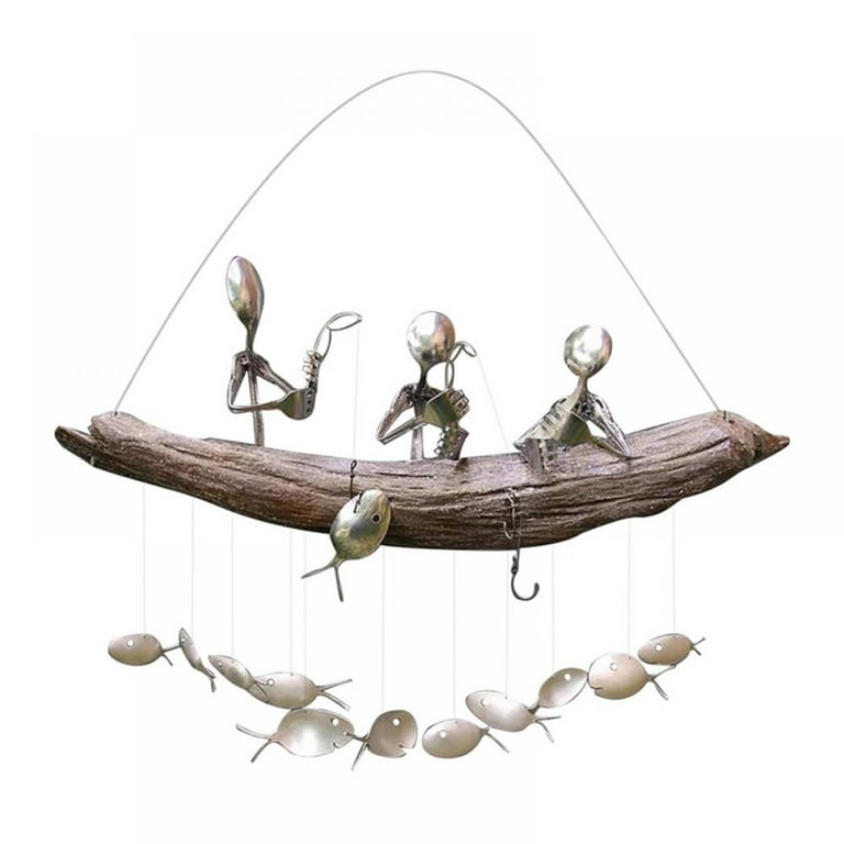 Wind Chime, Funny Fishing Man Sculptures Home Living Room Bedroom Window  Garden Wall Hanging Ornament Decoration 