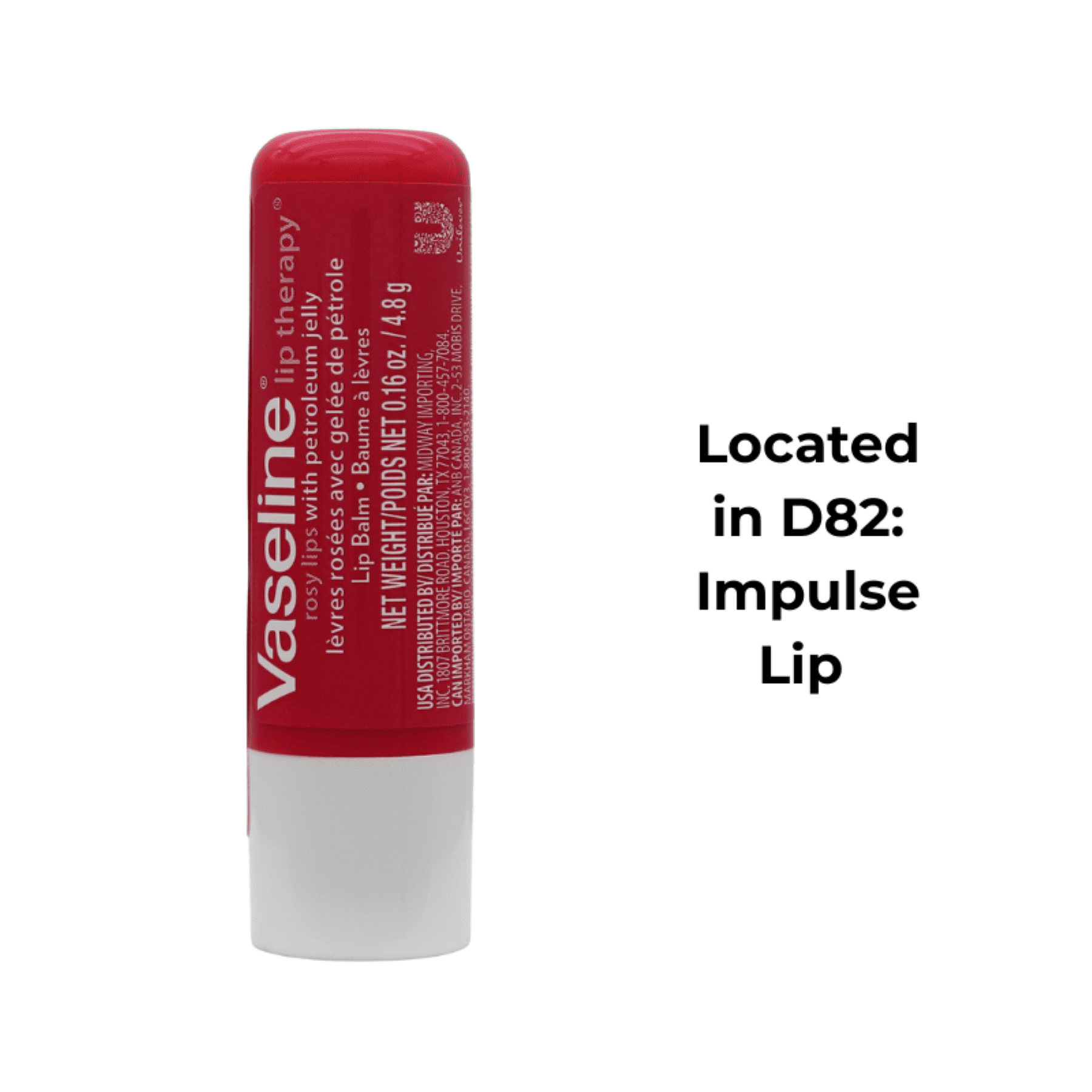 Vaseline Lip Balm Therapy Care Rosy, for Softer and Smother Lips, 0.16 oz 1 Stick