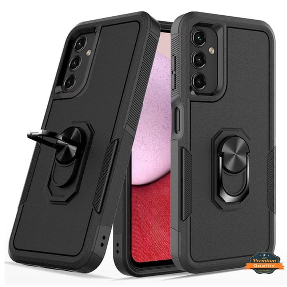 For Gabb Phone 4 Pro Heavy Duty Rugged Hybrid, Dual-Layer Shockproof Protection with Magnetic Ring Stand Holder Phone Case Cover Black