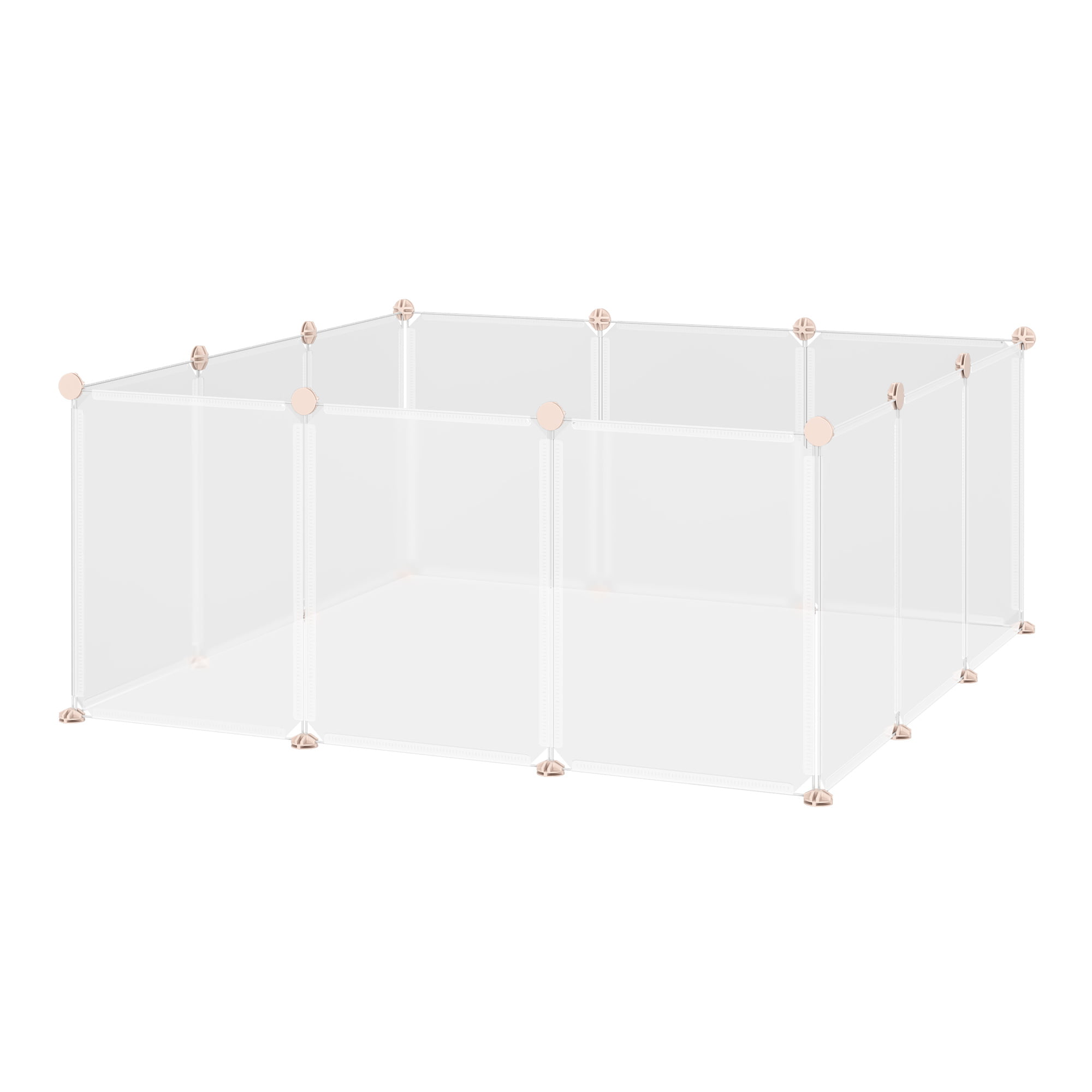 12-panel Translucent White Rackaphile Plastic Pet Playpen Portable Pet Fence for Small-Sized Pets Puppy Kitten Rabbit Bunny Guinea Pig Enclosure Cage Indoor & Outdoor 