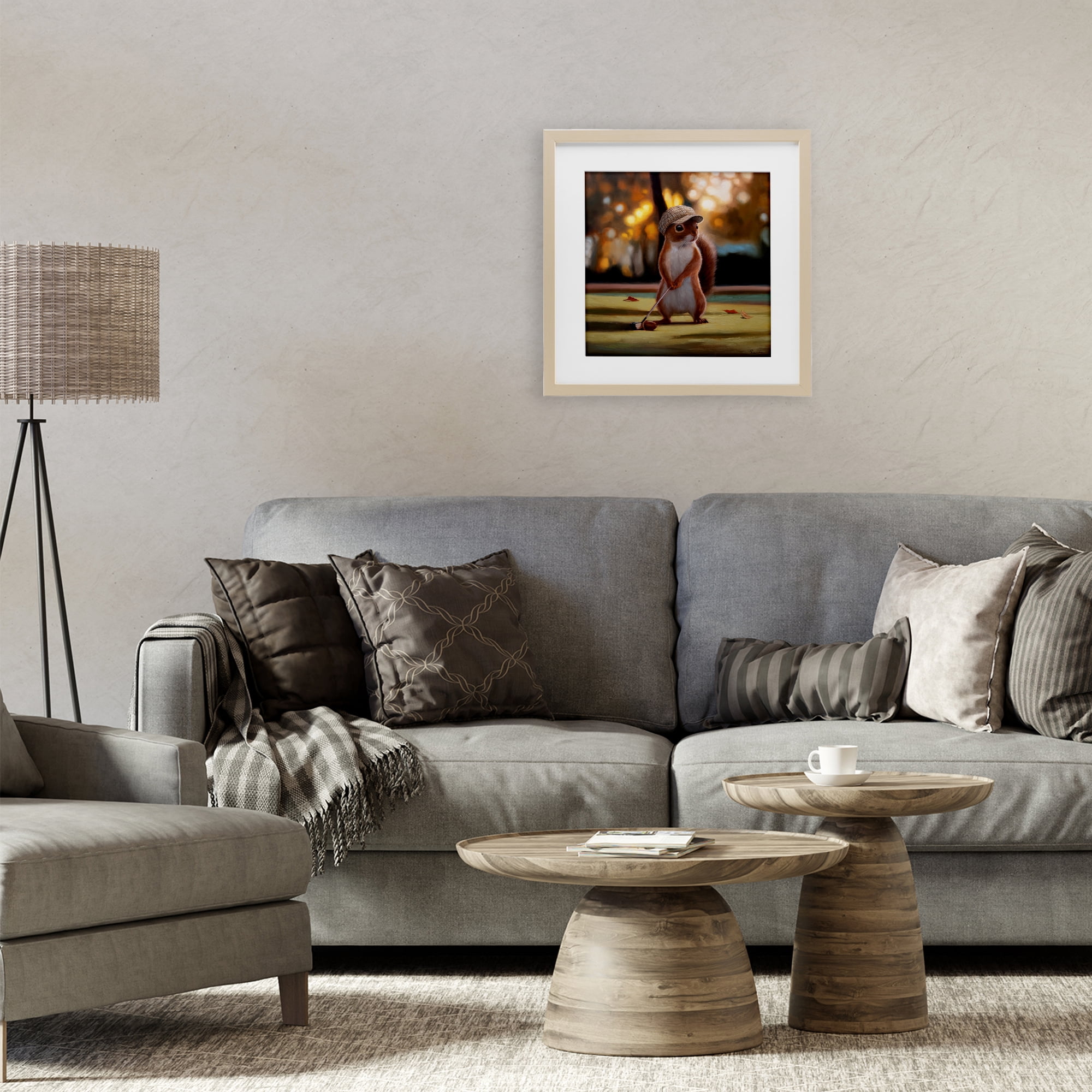 Stupell Industries Golf Nut Squirrel Birch Framed Print Under Glass, design by Lucia Heffernan