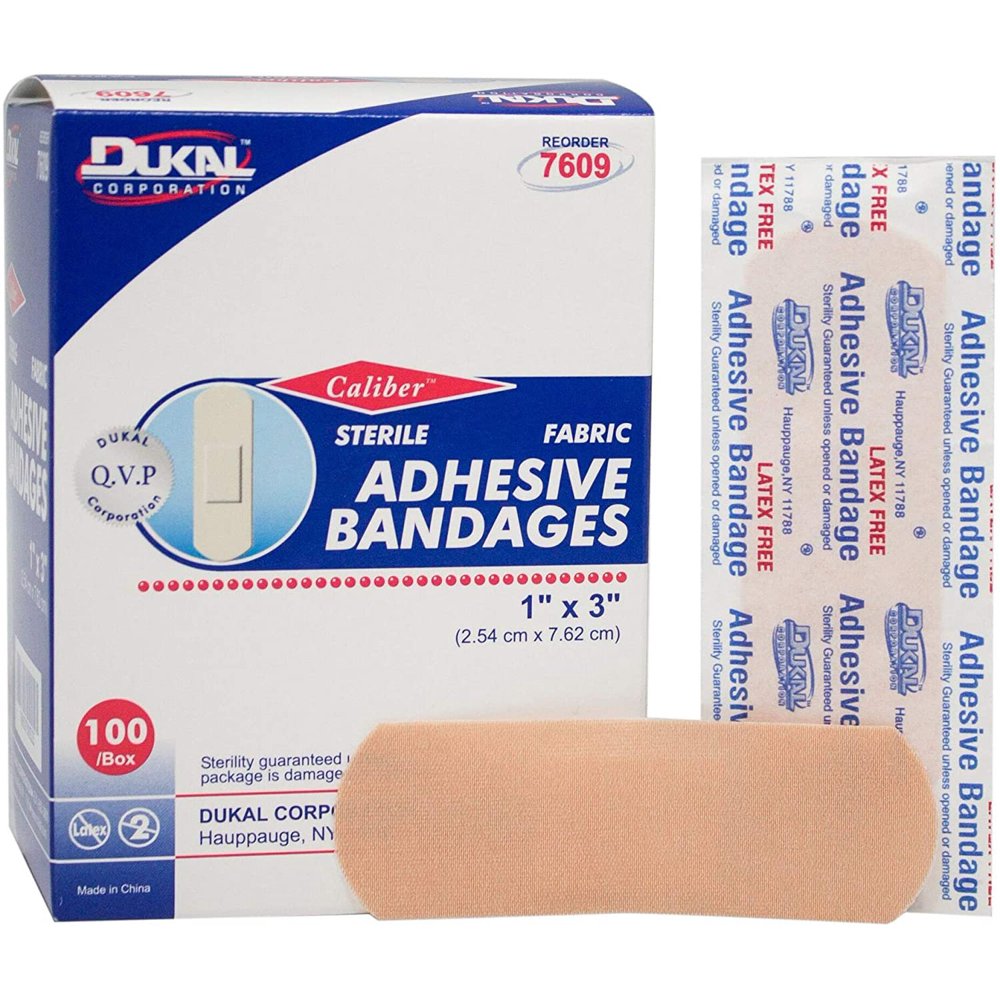 Dukal Adhesive Fabric Bandages 1x3 for Wound Protection Sterile Pack of
