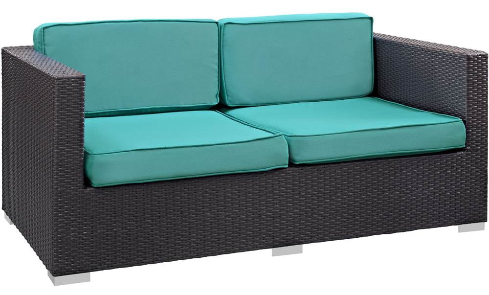 Outdoor Patio Loveseat in Espresso Turquoise