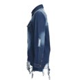 thumbnail image 2 of Veste en Jean pour Femmes à Manches Longues Classique, Délavée, Papillon, Chemise en Denim Surdimensionnée, Manteau, 2 of 9