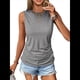 thumbnail image 1 of Camisetas Sin Mangas Fruncidas para Mujer, Camisetas Sin Mangas con Cuello Redondo, Top Ajustado, Ropa Informal Elegante de Verano 2025. Gris S, 1 of 8