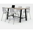 thumbnail image 3 of KFI Studios Midtown 6' x 3' Pub Table Set, Studio Teak , 4 Light Grey KOOL Stools, 3 of 4