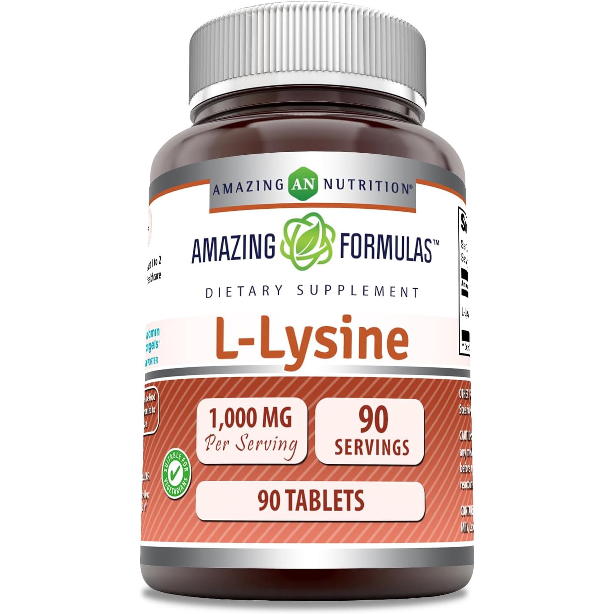 Amazing Formulas L-Lysine 1000 Mg Per Serving 90 Tablets Supplement | For Both Men & Women | Non-GMO | Gluten-Free | Made in USA