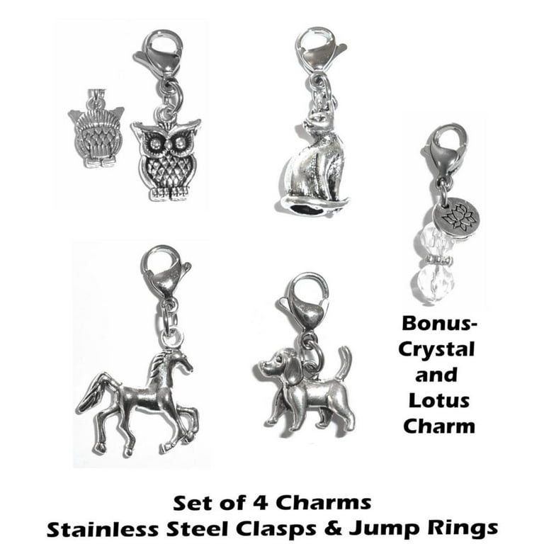 Animal Charms Clip on to Anything Perfect for Charm Bracelets and Necklaces, Bag or Purse Charms, Backpacks, Zipper Pulls - Mixed Animal Charms, Adult