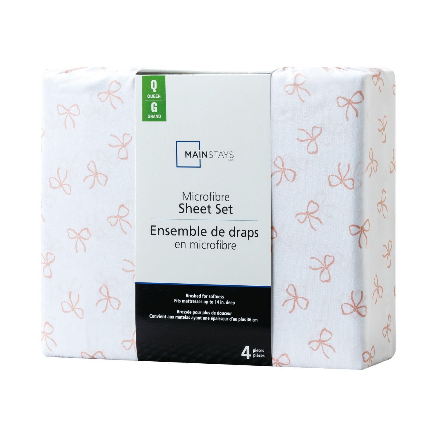 Ensemble de draps en microfibre doux et facile d'entretien Mainstays nœud, lit 1 place - Rentrée des classes!