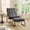 Grey + Steel + Cotton+3, variant on TENGDA Patio Outdoor Lounge Chair with Ottoman Sling Recliner with Puffy Cushion & Footstool Black Frame Grey Cushion