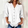 thumbnail image 5 of 3/4 Length Sleeve Womens Tops Button Down V Neck Shirts Tunic Loose Fit Blouses Womens Lightweight Casual Dressy Tops Ladies Fall Outfits, 5 of 6
