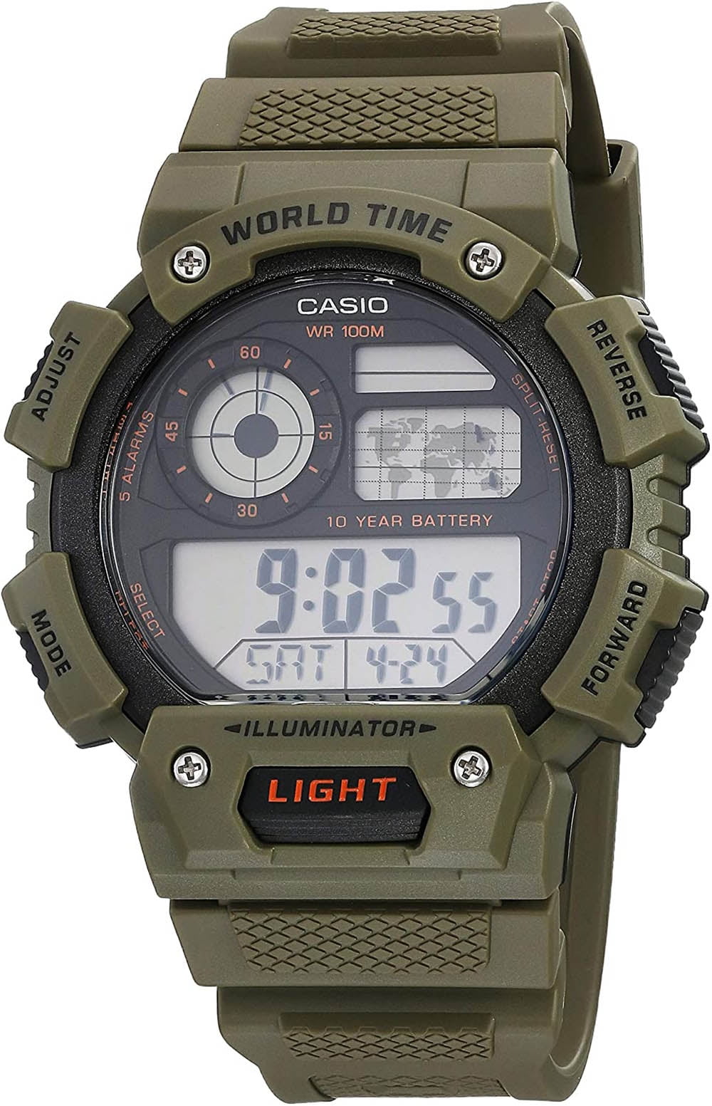 Casio Men's Classic Digital World Time Watch, Black/Gold - AE1400WH-9AV 