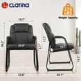 thumbnail image 3 of CLATINA Leather Guest Chair with Padded Arm Rest for Reception Meeting Conference and Waiting Room Side Office Home Black with Sled Base 2 Pack, 3 of 10