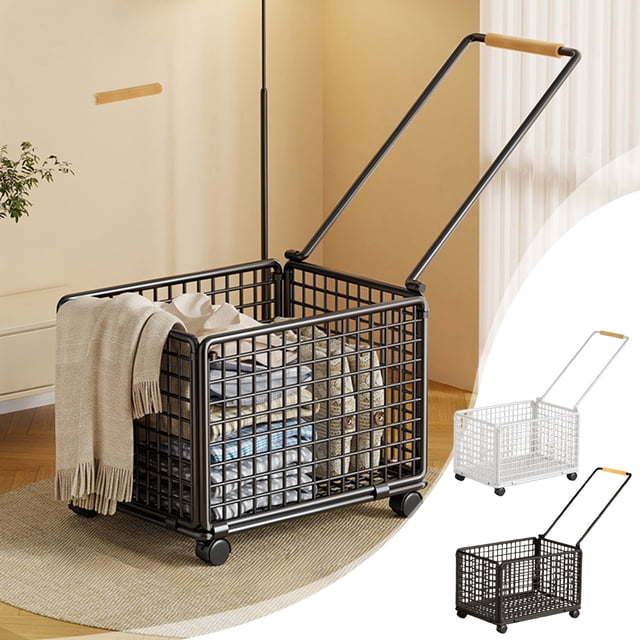 mfyjkho Cesta De Lavandería Plegable De Hierro Con Barra Para Ropa Sucia, Contenedor De Almacenamiento Plegable Para Baño O Dormitorio, 1 Pieza