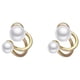 thumbnail image 1 of Pendientes de doble lazo de perlas Nueva delicada y versátil Pendientes de plata 925 pin, 1 of 6