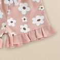 thumbnail image 4 of KPOPLK Toddler Baby Girls Summer Outfits Cute Ruffle Ribbed Short Sleeve T Shirts Tops Floral Shorts 2Pcs Sets(Pink_3,2-3 Years), 4 of 7