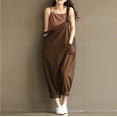 thumbnail image 4 of Pantalons Décontractés en Lin pour Femmes Combinaison en Coton Salopettes Pantalons Harem Stock US, 4 of 5